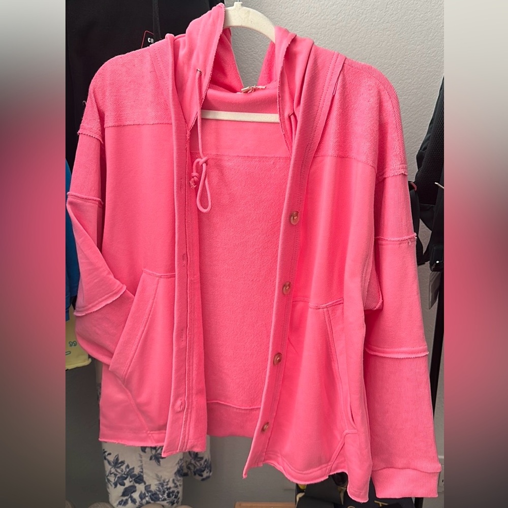 Hooded knit shacket